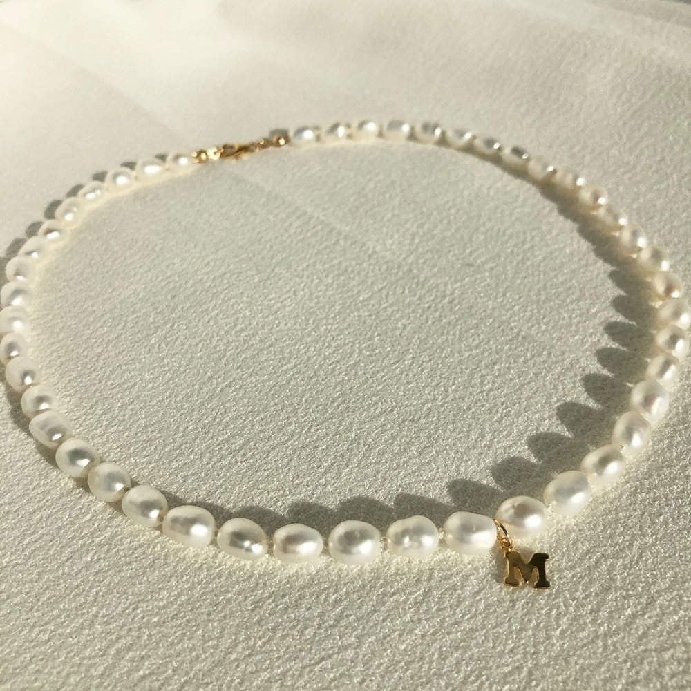 Handmade Real Pearl Initial Necklace – Unique and Personalized Elegance